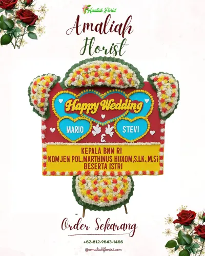 Karangan Papan Bunga Pernikahan di Cilowong